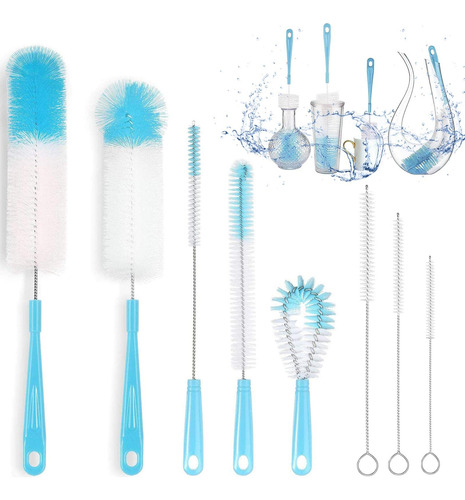 Cepillo De Limpieza 8 Piezas Para Botellas Y Popotes Azul-bl