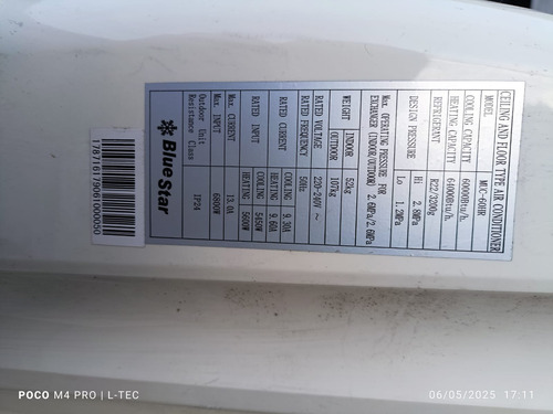 Aire Acondicionado Bluestar Comfortstar 15000 Frig Cal Blanco (Usado)