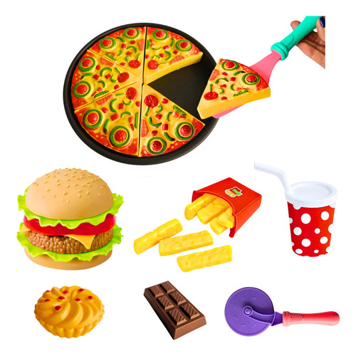 Comidinha De Brinquedo Pizza Com Lanche Comidinha Infantil