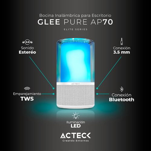 Bocina Portatil Acteck Glee Pure Ap70 Inalambrica Led Tws
