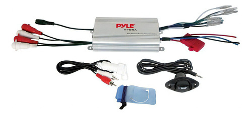 Pyle Amplificador Plmrmp3a Marino Nautico Con Protector De Celular Color Gris