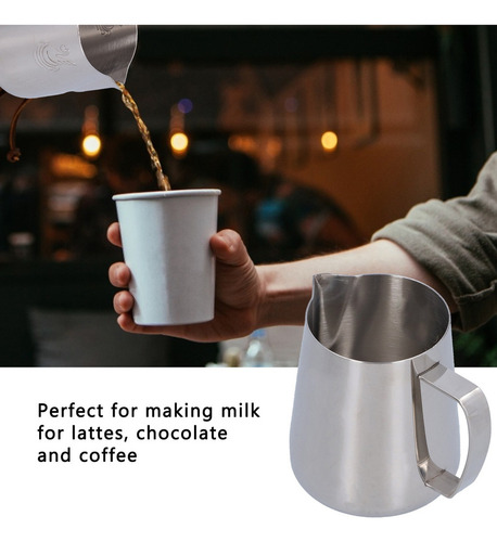 = Jarra Para Espumar Leche 400ml Taza De Café 304 Acero