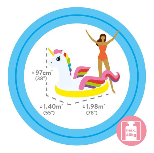 Inflable Unicornio Montable Color Blanco