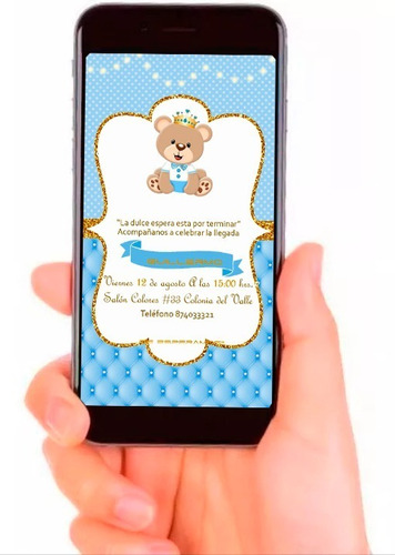Video Invitación Osito Principe Baby Shower Niño