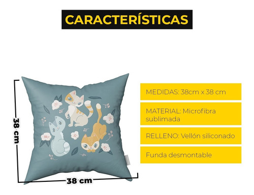 Imagen 3 de 3 de Almohadon Almohadones Decorativos De 40x40 Gatitos