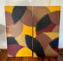 Comprar Cuadros Díptico Abstracto Moderno Pintados A Mano Sobre Tela