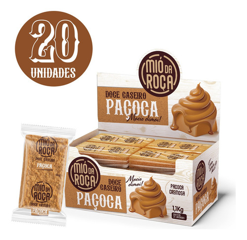 Paçoca Paçoquinha Caseira De Amendoim Caixa C/ 20un - 1,1kg