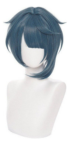 Peruca De Cosplay Genshin Impact Xing Qiu, Cor Azul Escuro