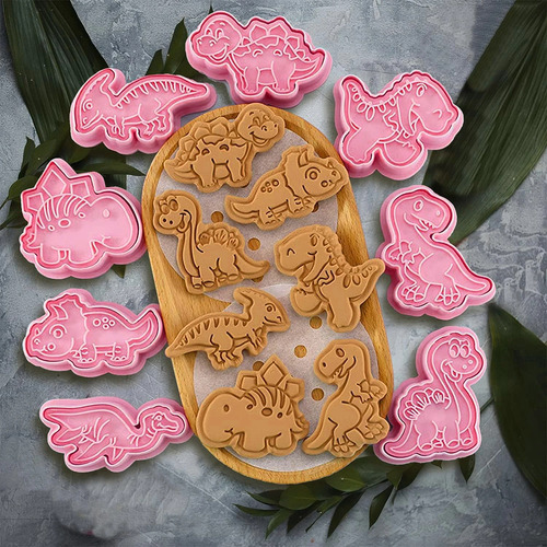 Juego De 8 Moldes Para Galletas Con Dibujos Animados De Dino