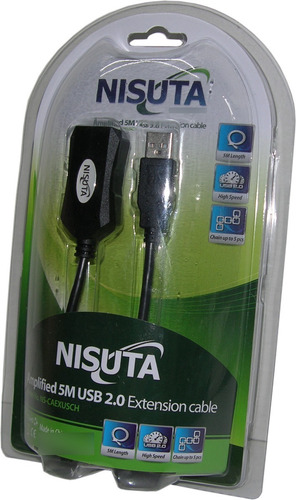 Imagen 3 de 5 de Cable Prolongador Extension Usb 2.0 Nisuta Mallado 5mts