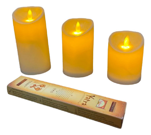 Juego X 3 Velas Led Con Moviiento Importadas Pila 15-12-10cm