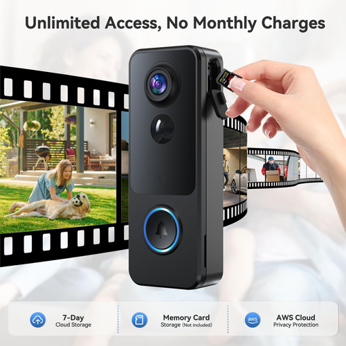 Cámara De Timbre Inalámbrica Mubview 2k 3mp 180° Con Timbre