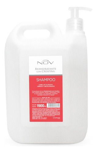 Shampoo Nov Biohidratante Cabellos Alisados Tinturas X 1900