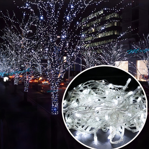Tira Luces Luz Navidad 9 Mts 100 Leds Blanca Fria X 2 Unid Color De Las Luces Blanco