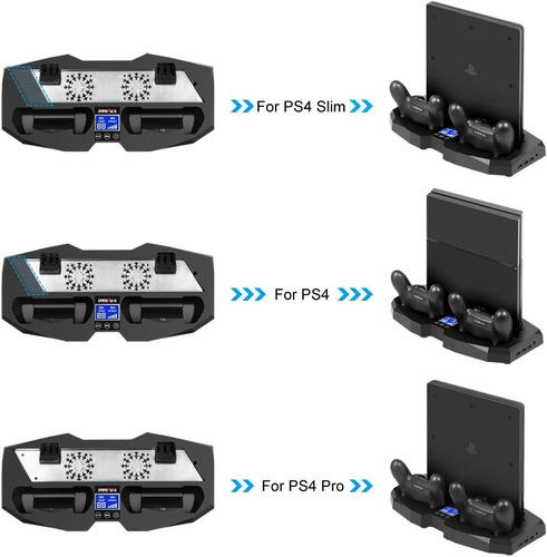 Base Para Ps4 Pro Fat Y Slim Fan Cooler Cargador C/pantalla