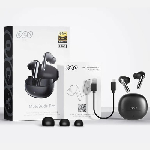 Auriculares Qcy Melobuds Pro Anc Ldac Hi-res Bt5.3 con 6 micrófonos, color negro