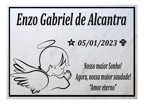 Placa Lápide De Granito Para Falecido Tamanho 20x30cm Tumulo Lapide