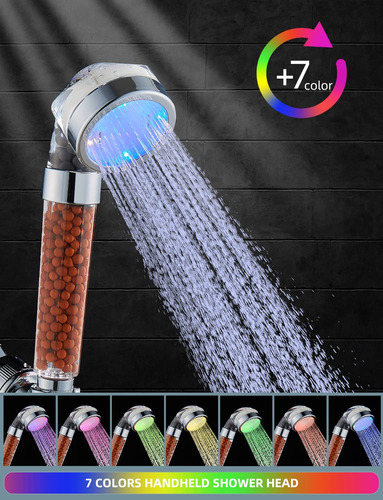 Juego De Cabezal De Ducha Led Alta Presión 7 Colores Filtros