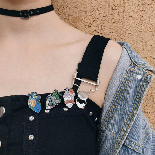 . 5 Piezas Órgano Corazón Esmalte Pines Broche Insignia