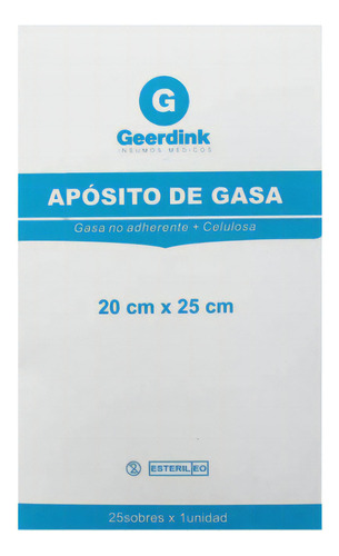 Geerdink Apósito De Gasa No Tejida Estéril 20x25 Cm. Pack X  25 Unidades