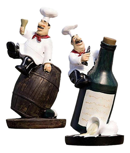 2pcs Chef Figurita Estatua Modelo Cocinero Hogar Cocina