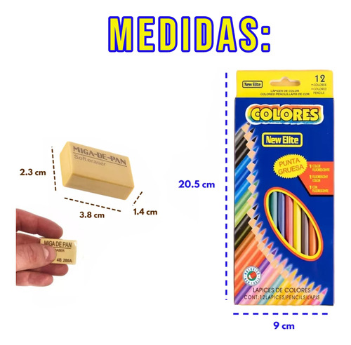 2 Cajas 12 Lápices Colores + 2 Sacapuntas O 2 Gomas Madera