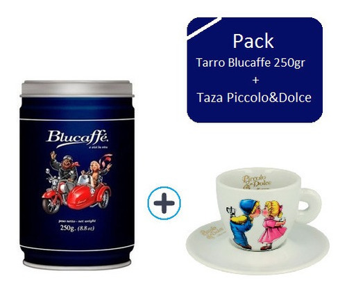 Café Grano Molido Blucaffé Tarro + Taza Lucaffe Cappuccino 