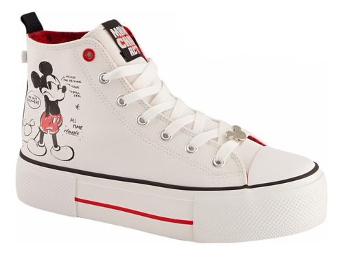 Sneaker Casual Z42149ve Lavable Blanco Mickey Agujetas