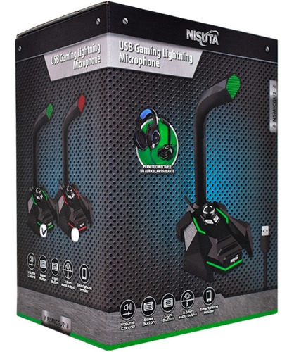 Imagen 10 de 10 de Microfono Pc Gamer Nisuta Nsmicgu2 Usb Led Rojo Streamer