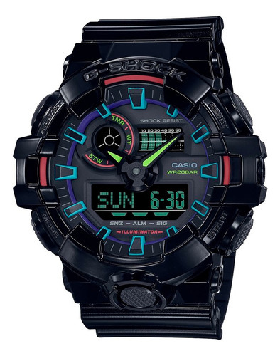 Reloj Casio G-shock Ga-700bnr-1acr E-watch Color De La Correa Negro Color Del Fondo Negro