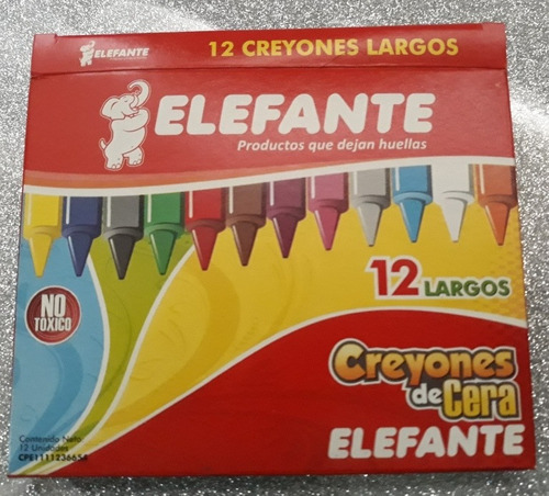 Caja 12 Creyones De Cera Largos Elefante Precio De 12 Cajas