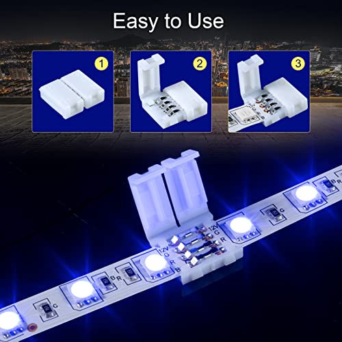 10 Conectores De Tira Led, 4 Pines De 10 Mm Para Tiras