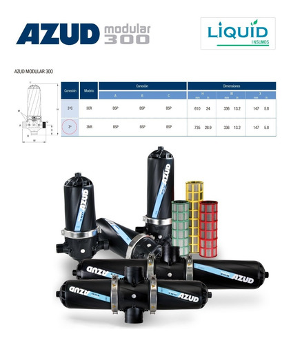 Imagen 3 de 6 de Filtro Malla Para Riego Y Goteo Azud Modular-300 3 Pulgadas