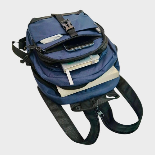 Mochila Bandolera Morral Urbana Hombre Color Azul Marino Diseño De La Tela Liso