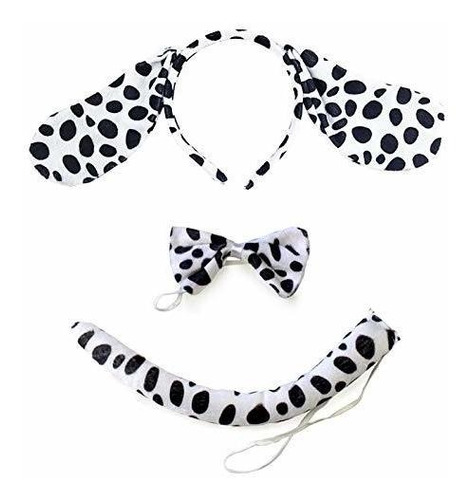 Diademas - Halloween Dalmatian Headband Bow Tie Tail Spotted
