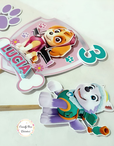 Adorno Torta Cake Topper Paw Patrol Nena / Patrulla Canina Rosa