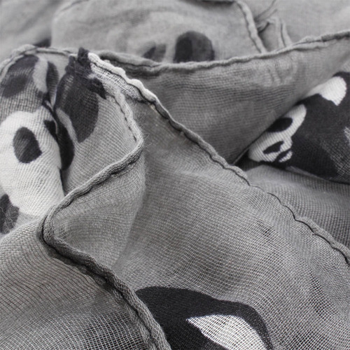 Fe Bufanda Casual De Gasa Con Diseño De Panda, Color Gris,