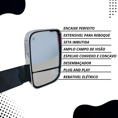Retrovisor Dodge Ram Cromado Com Rebatimento Elétrico 13-18