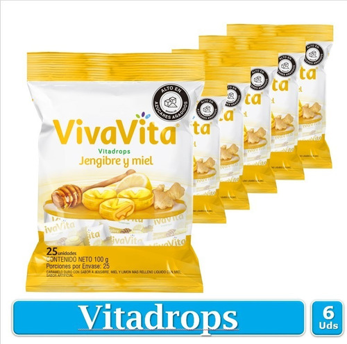 Pastillas Dulces Vivavita Jengibre, Limón Y Miel  X 6 Uds