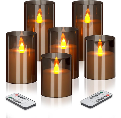 Velas Sin Llama Led En Pilares De Vidrio, 4 A 6