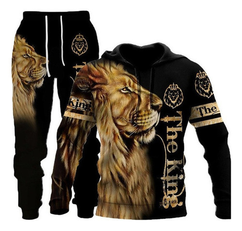 Sudadera Con Capucha Y Estampado 3d De León Y Tigre