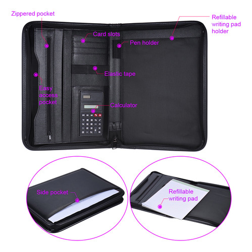 Portfolio Padfolio Memo, Multifuncional, Con Cremallera, Par
