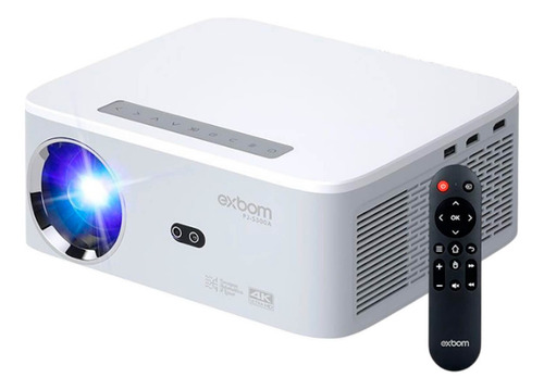 Projetor Android 5g 4k Com Focagem A Laser E Espelhamento Cor Branco Exbom PJ-S500AB