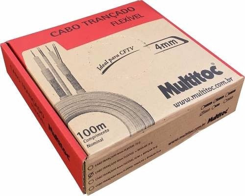2caixa Cabo Coaxial 4mm Cftv Bipolar 80% Malha 100m Multitoc