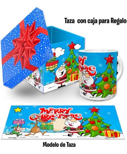 Taza Y Estuche Madera, Santa Claus Navidad, Con Envio