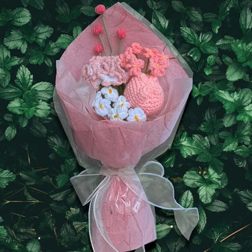 Ramo De Flores De Ganchillo De Clavel Hecho A Mano Tejido De