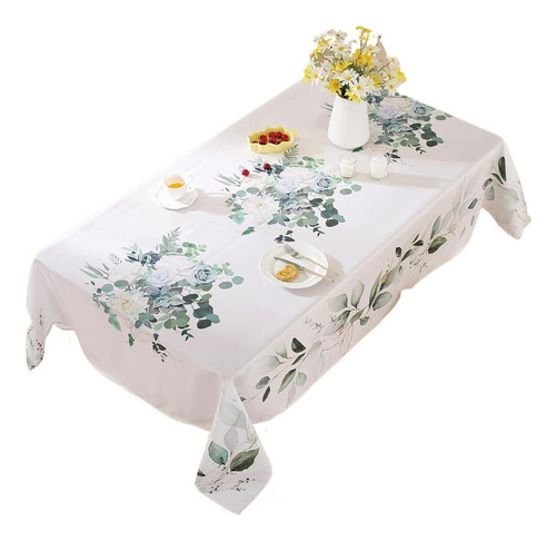 Mantel Rectangular Con Flores De Agua Para Cocina