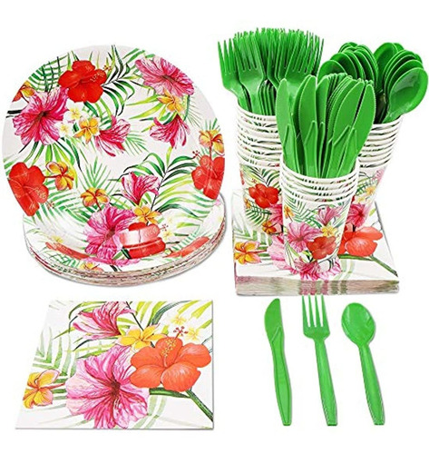 Vajilla Set Tropical Party Supplies (sirve 24, 144 Piezas)