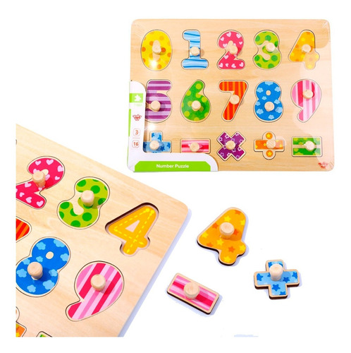 Puzzle Encastre Numeros Y Signos C/ayuda Tooky Toy Ty851