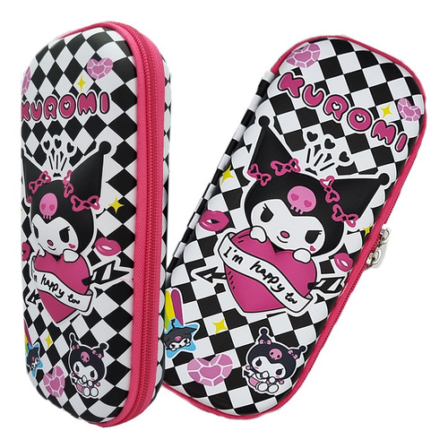 Estuche Lapicera Escolar 3d Kuromi Y Hello Kitty Kawaii 1pz. Color Negro